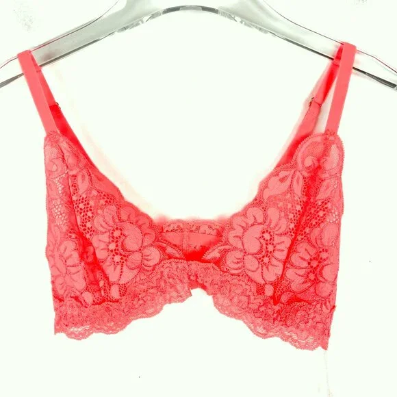 NWT We are HAH x Free People Chi Bralittle Lace Bra Fried Salmon Size Small S - Picture 2 of 9